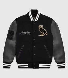 Giacca da collegiale OVO full-snap lana/pelle unisex Varsity. Regalo per lui/lei - Foto 1 di 2