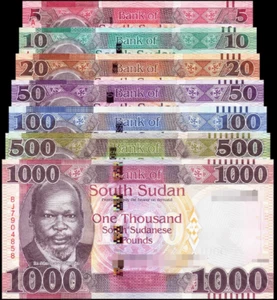 2015-24 South Sudan 5 10 20 50 100 500 1000 Pound SET BANKNOTE UNC - Picture 1 of 2