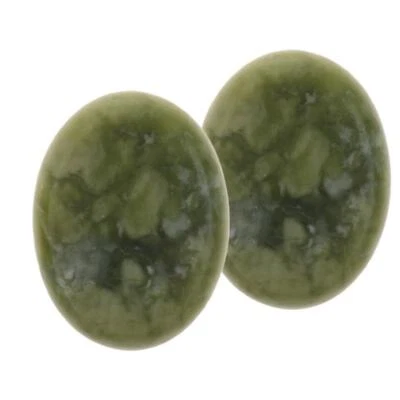 2x Oval Natural Jade Hot Massage Stone Back Beauty Spa Massage Therapy 3x4cm - Bild 1 von 4