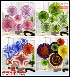 UK 6pcs Paper Fan Flowers Wedding Baby Birthday Party Tissue Paper  Decoration - Picture 1 of 22