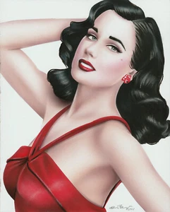 Vestido Rojo Pin Up Aerógrafo Pintura Original Dita Von Teese 8x10 - Imagen 1 de 8
