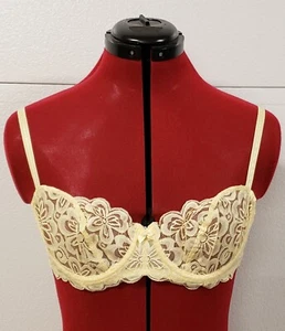 NWOT Frederick's Of Hollywood Sheer Yellow Lace Bra Size 34B Underwire Unlined - Picture 1 of 8