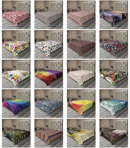 Ambesonne Colorful Theme Flat Sheet Top Sheet Decorative Bedding 6 Sizes - Picture 1 of 41