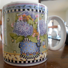 Spring Bouquet Mug(s) 12 oz  Hyacinth Stoneware Debbie Mumm Sakura 1999 Yellow !