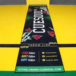 CUESOUL Heavy Duty Darts Mat Includes Both Official Dart Throwline-Rose Skull - Picture 1 of 7