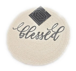Set of 2 Woven All-Cotton Trivets or Potholders with Printed Designs (Blessed) - Picture 1 of 5