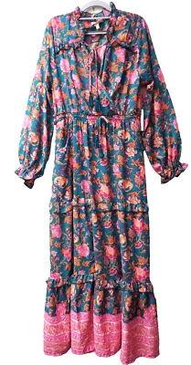 NUEVO*Anthropologie Boemo GRANDE L~FLORAL~Maxi Vestido Volantes Borla en Niveles~MODESTIA Foto 1 de 4