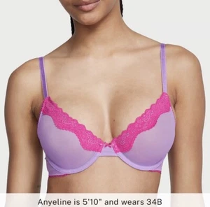 victoria secret bra 36c Convertible Demi new With Tags Tease Pink And Purple - Picture 1 of 9