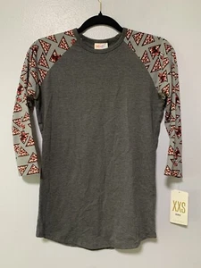 NWT Lularoe Disney Minnie Mouse Randy Top Size XXS Gray Black Red Triangles - Picture 1 of 11