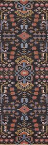 Runner Rug 3x10 ft. All-Over Floral Heriz Serapi Indian Hand-knotted Wool Carpet