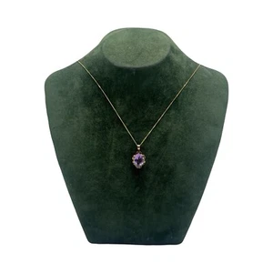 A 9ct Yellow Gold & Oval Cut Amethyst Pendant With 16inch Necklace (F4215) - Picture 1 of 9