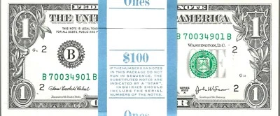 2003A - 100 Consecutive  $1  BB Block UNC Notes - Bank Pack - Image 1 of 3