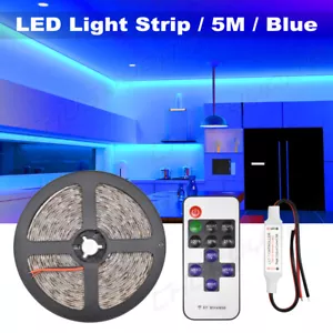 Blue 5M 2835 SMD 300 LED Strip Light Flexible for Car Boat Truck Decor Lamp 12V - Picture 1 of 11