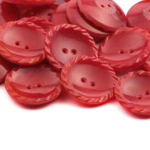 Lot (24) 23mm Czech Vintage Deco spiral faceted edge red 2 hole glass buttons - Picture 1 of 2