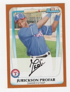 Bowman Prospect 2011 béisbol naranja 41/250 Jurickson Profar Texas Rangers #BP82 - Imagen 1 de 2