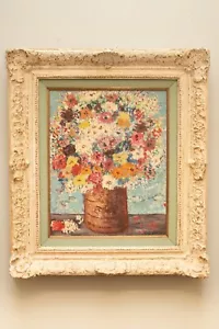 Original Oil on Canvas FLORAL STILL LIFE by Stefano (WHT5) - Picture 1 of 10