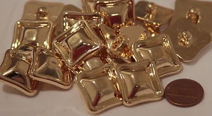 12 Gold Tone PLASTIC Square Raised Center Shank Buttons 7/8" 22MM Lot # 1547 - Picture 1 of 1