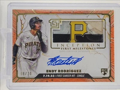 ENDY RODRIGUEZ 2024 TOPPS INCEPTION RPA ORANGE 1ST MILESTONES RC AUTO /10 Q5995 - Image 1 of 2