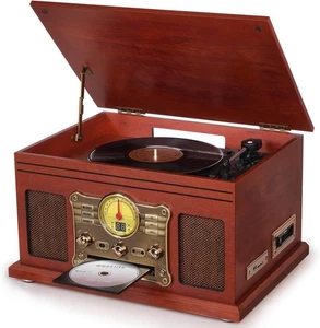 Bluetooth Record Player 10 in 1, 3-Speed Turntable for Vinyl with Speakers, LP t - Picture 1 of 8