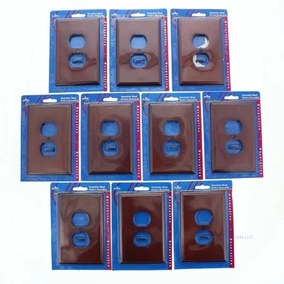 10 Leviton CHERRY Wood Finish 1G Receptacle Duplex Outlet Wallplates 89203-CHR - Image 1 of 4