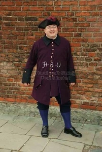 Herren 18. Jahrhundert Piraten Mantel Lila Wolle Kolonial Regency Gehrock - Bild 1 von 3