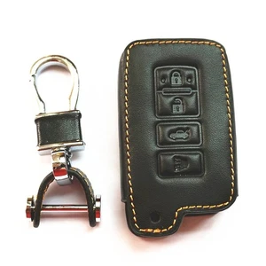 Black Leather Key Chain Holder Cover Case Fob For Toyota Remote Smart 4 Buttons - Picture 1 of 5