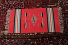 Chimayo Table Runner or Rug Pink Teal Black White Vintage 40x20"
