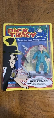 Vintage 1990 Playmates Dick Tracy Coppers And Gangsters INFLUENCE Figure on Card Foto 1 de 4