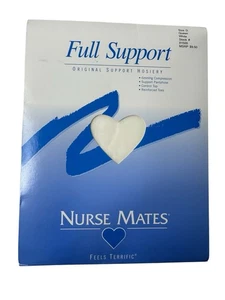 Full Support White Hosiery Size D Queen Compression Control Top Reinforced Toe - Picture 1 of 4