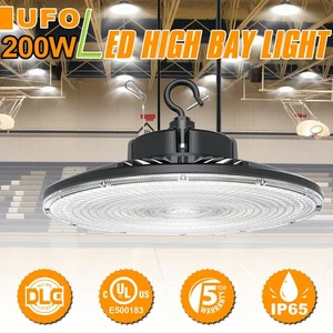 DLC 200W UFO LED High Bay Light Commercial Warehouse Shop Light Dimmable 28000LM - Picture 1 of 13
