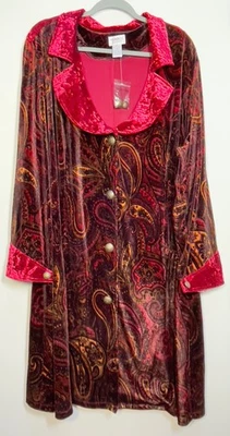 Abrigo largo MONROE & MAIN para mujer talla 3X negro de terciopelo aplastado con botones XL Foto 1 de 4