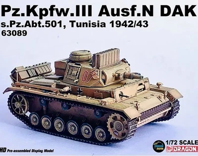 Dragon 1/72 German Tank Model Pz.Kpfw.lll Ausf.N DAK s.Pz.Abt.50 Tunisia 63089 - Image 1 of 4