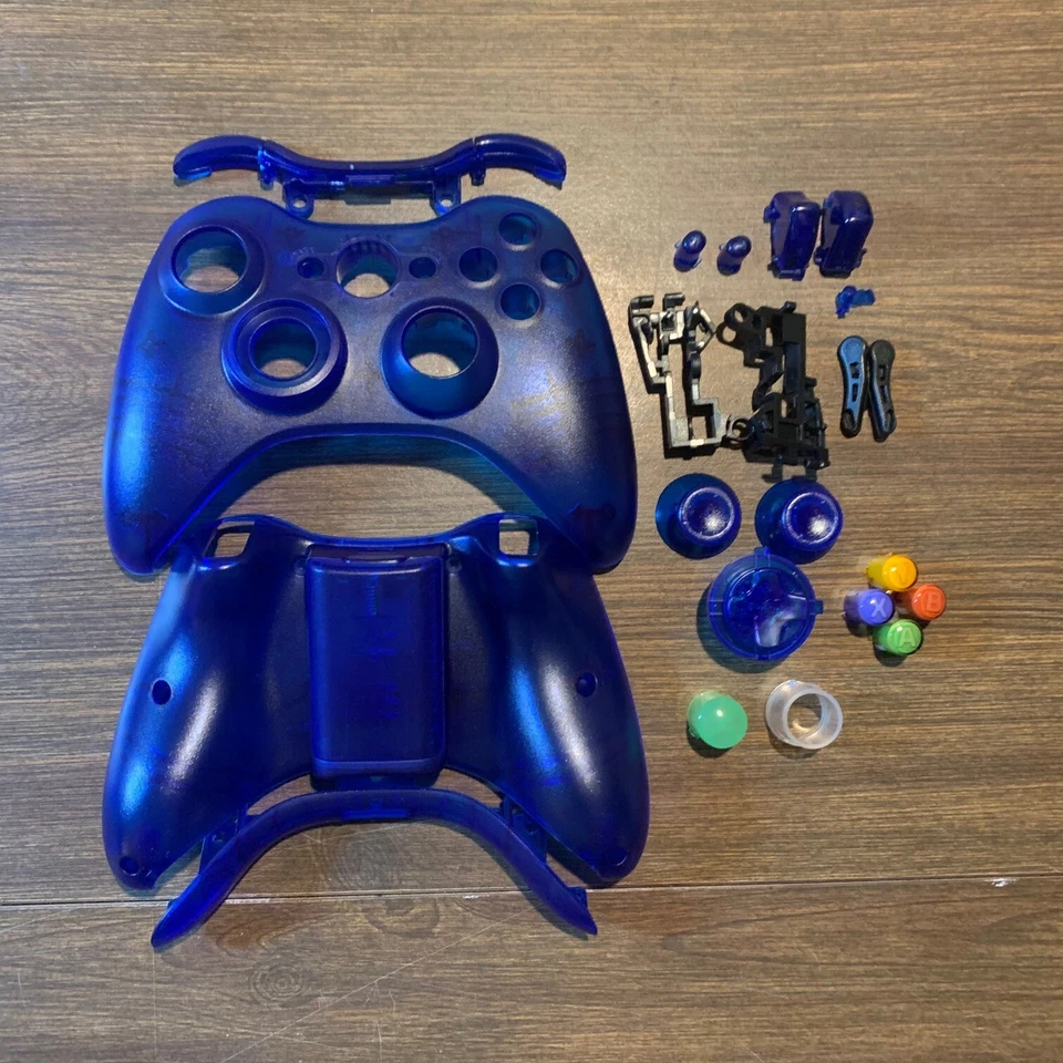 Microsoft Xbox 360 Controller Full Replacement Shell Cover Buttons Parts Blue - Image 1 of 4