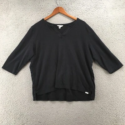 Orvis T-Shirt Womens XL Black Pima Cotton 3/4 Sleeve V-Neck Pullover Casual - Image 1 of 4