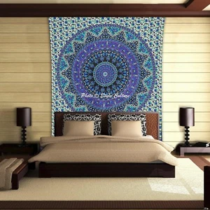 Mandala Tapestry Purple Twin Wall Decor Cotton Indian Hippie Wall Hanging - Picture 1 of 3