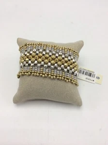 $59 Lucky Brand two tone beaded statement flex bracelet m2 - Picture 1 of 6