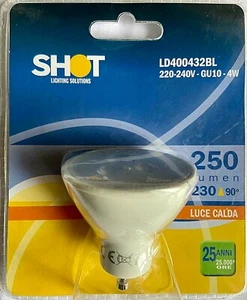 LAMPADINA LED GU10 4W 250LM 450CD 3000K LUCE BIANCO CALDO A+ 240V DICROICA 50 MM - Imagen 1 de 2