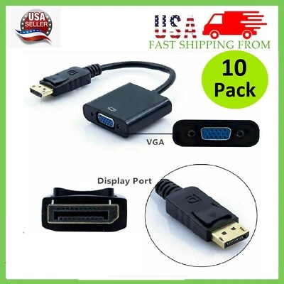 10 x Display Port to VGA Female Video Cable Cord Converter Adapter PC Monitor - Image 1 of 4