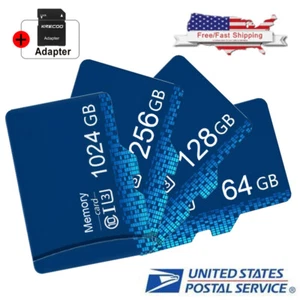 128GB 256GB 1TB Micro SD Card Memory Card TF Card with Free Adapter High Speed - Picture 1 of 25