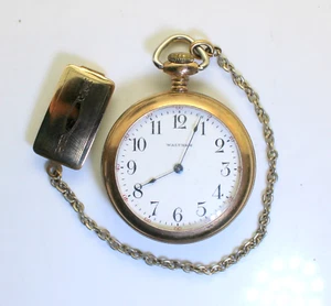 1908 Waltham Seaside Size 6, 15 Jewel Gold Filled Pocket Watch With Chain - Picture 1 of 6
