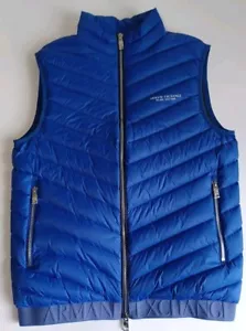 Armani Exchange Blue Vest Down Waistcoat, Small, Full Zip, $150, New - Picture 1 of 3