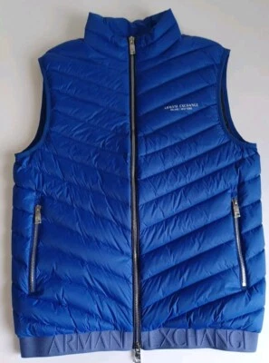 Armani Exchange Blue Vest Down Waistcoat,  Small, Full Zip, $150, New - Image 1 of 3