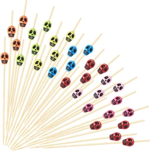 200 Pieces Skull Picks Skull Toothpicks Cocktail Picks Fruit Sticks Toothpicks S - Picture 1 of 7