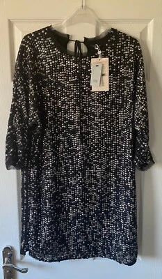 BNWT Oversized RIVER ISLAND Black Sequin Tunic Dress UK 10 £65 - Image 1 of 4