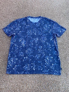 Lucky Brand Shirt Mens L Blue Floral Short Sleeve Casual Cotton Preppy Men - Picture 1 of 8