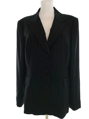 Linea  T. 18 (46) Negro Blazer con botones Manga larga Rayas Bolsillos - Imagen 1 de 4