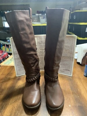 Botas de montar Rampage para mujer 8,5 M Ibsen marrón imitación cuero hasta la rodilla con cremallera Foto 1 de 4