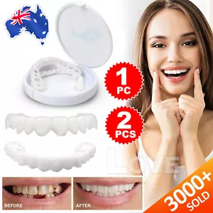 Snap On Bottom /Upper Lower False Teeth Dental Veneers Dentures Fake Tooth Smile - Picture 1 of 11
