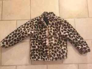 B.T Kids Leopard Print Size 6 Jacket Faux Fur EUC - Picture 1 of 7