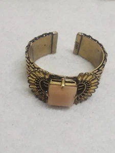 J Crew Satement Bold Art Deco Cuff Bracelet Bangle Rose Quartz - Bild 1 von 6